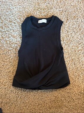 Altar'd State Black Ribbed Twist Hem Sleeveless Tank